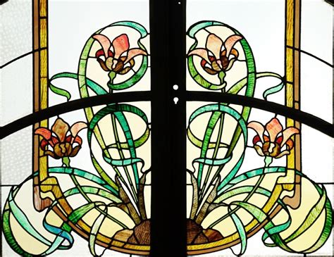 Proantic Vitrail Vitraux Iris Art Nouveau