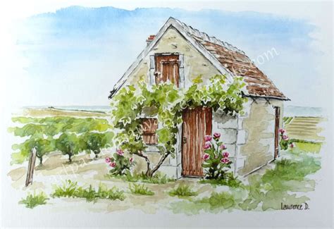 Maison De Vigne Watercolor Landscape Paintings Watercolor