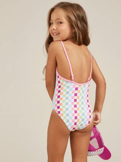 Rainbow Check One Piece Swimsuit For Girls 2 7 Roxy