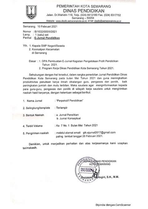 Pdf Surat Edaran E Jurnal Pendidikan Semarang Dokumentips