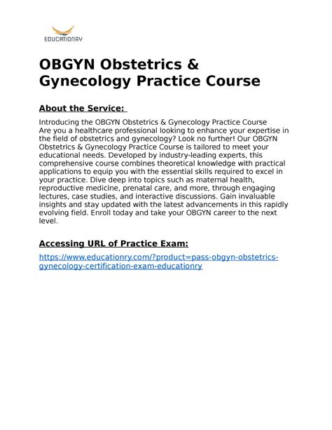 Obgyn Obstetrics And Gynecology Practice Course Developed By Industry