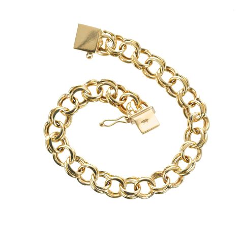 Double Link 14k Yellow Gold Charm Bracelet For Sale At 1stDibs Gold