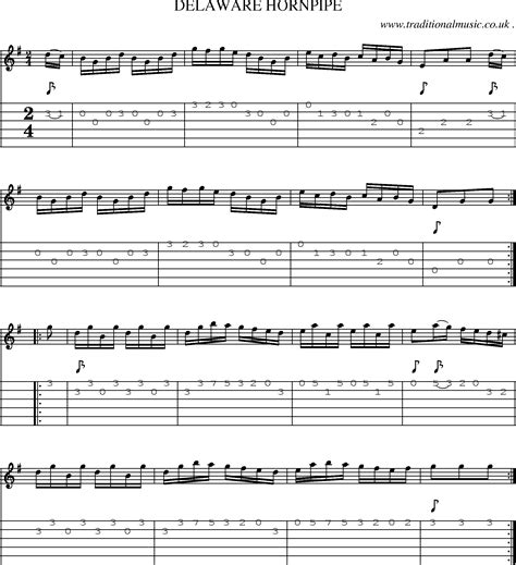 American Old Time Music Scores And Tabs For Guitar Delaware Hornpipe