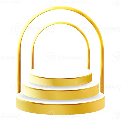 White And Gold 3d Podium With Golden Arch Perfect For Product Display