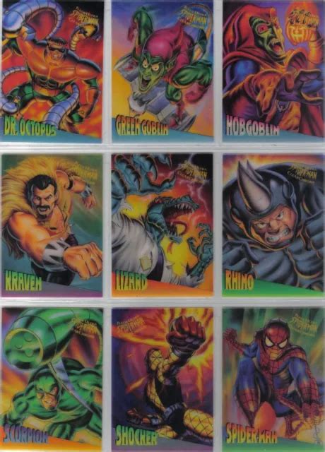 Spiderman Fleer Ultra Complete Set Of Clearchrome Cards