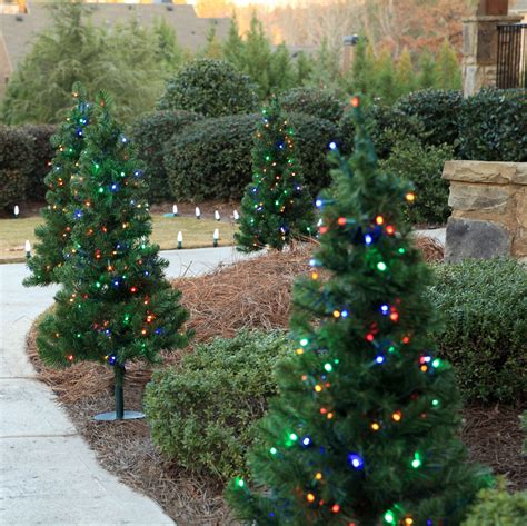 Outdoor Decorations - 2' Walkway Pre-Lit Winchester Fir Tree, 50 Warm White LED Lamps