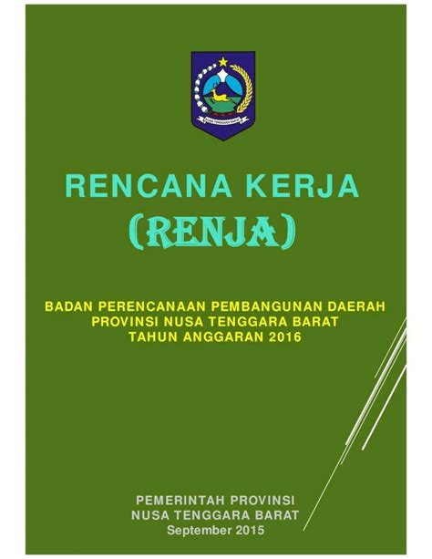 Pdf Rencana Kerja Renja Bappeda Ntbprov Go Id Menengah Daerah