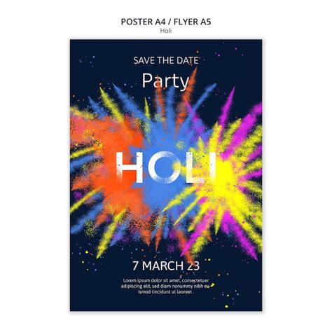 Plantilla de póster de celebración del festival holi Archivo PSD Gratis