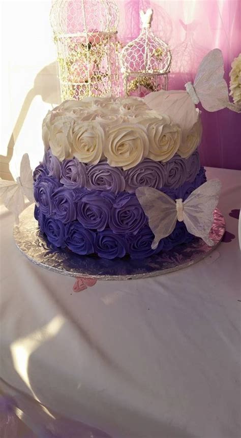 Violet Ombre Rosette Baby Shower Cake