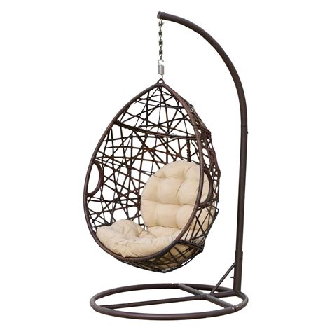 Stamford Wicker Tear Drop Hanging Basket Chair with Stand - Walmart.com ...