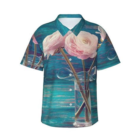 Kll Mens Hawaiian Shirt Short Sleeve Button Down Beach Shirts Flowers