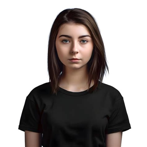 Retrato De Uma Menina Uma Camiseta Preta Em Um Fundo Branco Psd