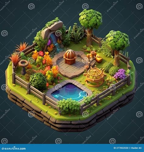 Isometric Game Asset: Clash of Clans Garden (3D). Generative AI Stock ...