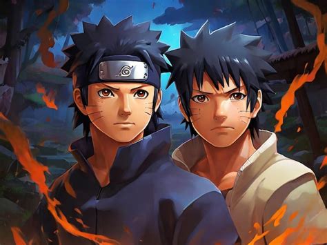 Premium Photo Two Anime Characters With A Fire In The Background