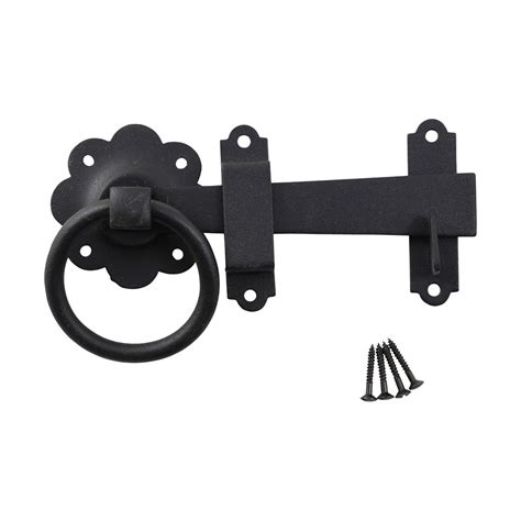 Floral Gate Latch Wrought Iron Heavy Duty Rustproof Finish 7 In W