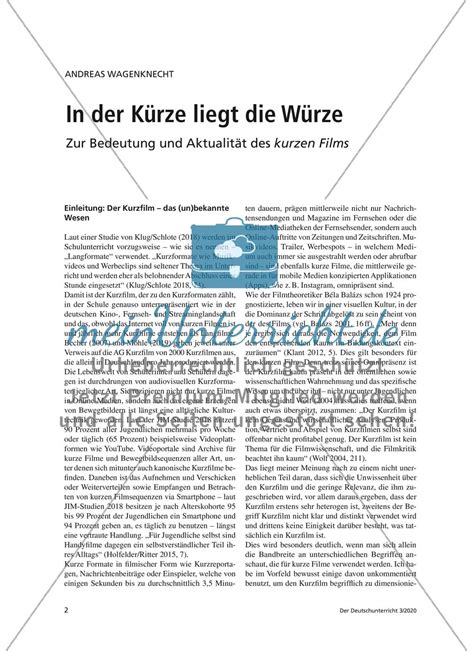 In der Kürze liegt Würze Zur Bedeutung und Aktualität des kurzen