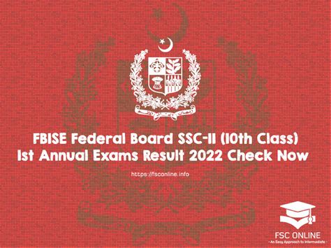 Fbise Federal Board Ssc Ii Th Class St Annual Exams Result