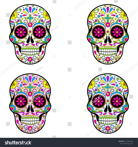 Mexican Sugar Skulls Day Dead Vector Vector De Stock Libre De