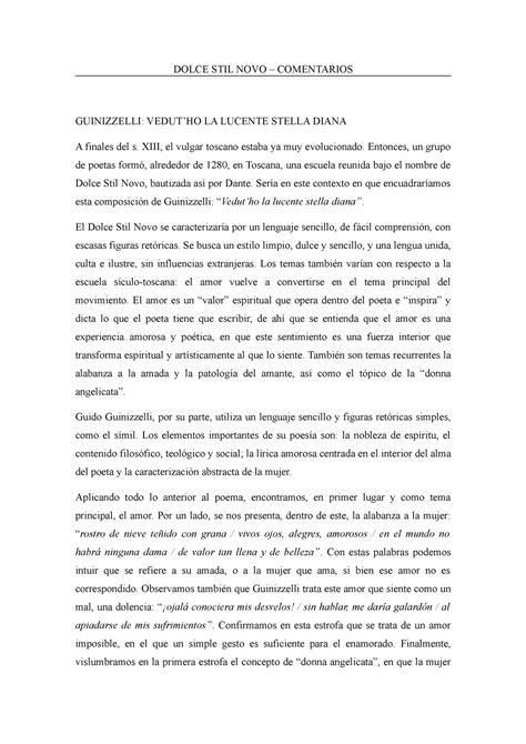 Dolce Stil Novo Tarea De Literatura Italiana Dolce Stil Novo