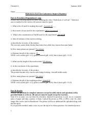 Hydrolysis of an ester Lab report .docx - Chem2213 Summer 2020 Name Hydrolysis of an Ester ...