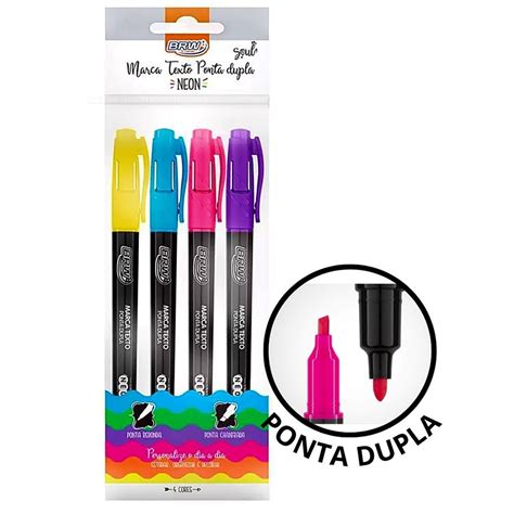 Kit De Marca Textos Ponta Dupla NEON Linha Soul BRW E Paper Box