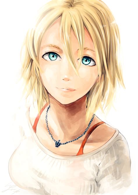 Safebooru 1girl Allison Snow Bangs Blonde Hair Blue Eyes Bra Breasts Closed Mouth Collarbone