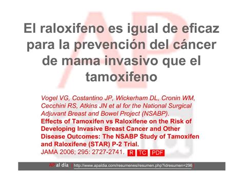 PPT El Raloxifeno Es Igual De Eficaz Para La Prevenci N Del C Ncer De