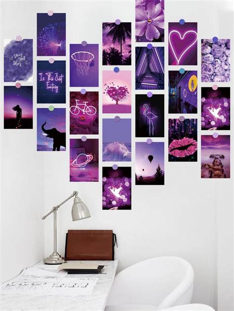 50pcs Purple Wall Collage Kit Aesthetic Pictures Bedroom Decor For Teen Girls Wall Collage Kit