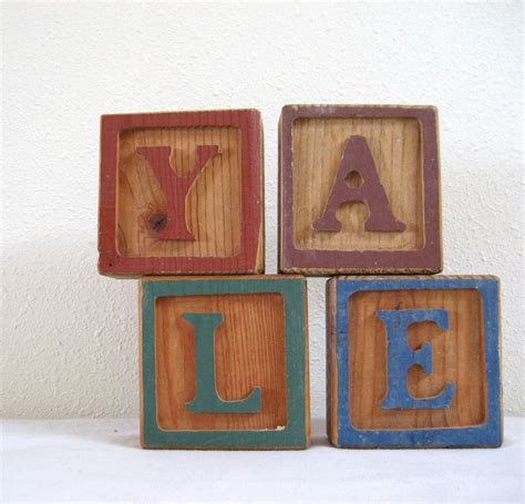 WOOD BLOCK LETTERS Y A L E / Decorative Wooden by AtomicFoxVintage