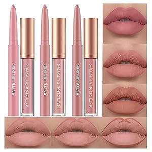 Pcs Matte Liquid Lipstick Lip Liner Set Velvety Nude Lipgloss Waterproof Non Stick Cup Not