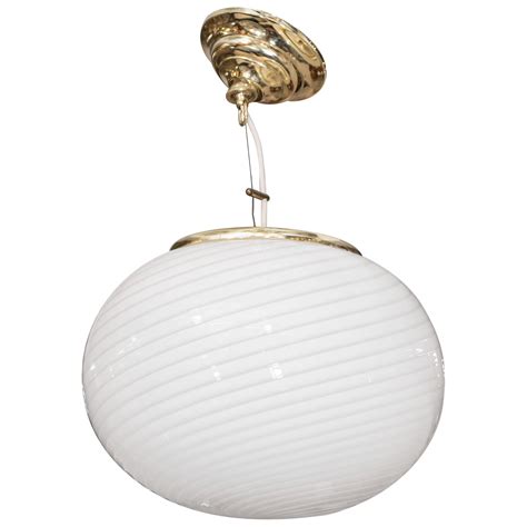 Venini Swirled Murano Glass Globe Light Pendant At 1stdibs Murano