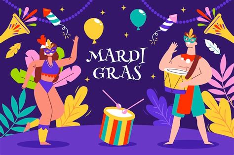 Premium Vector Flat Mardi Gras Festival Celebration Illustration