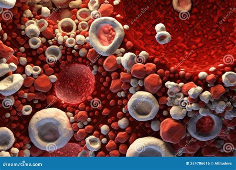 Magnified View Of Red And White Blood Cells Stock Photo Image Of