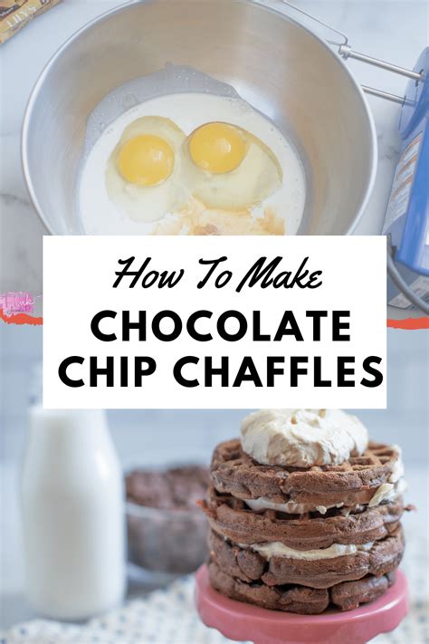 Chocolate Chip Chaffle Recipe With Peanut Butter Whipped Cream By Pink