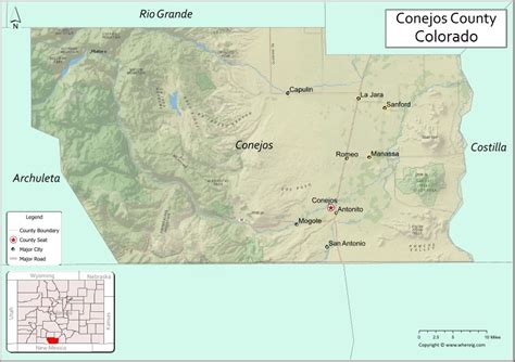 Map Of Conejos County Colorado Showing Cities Highways Important