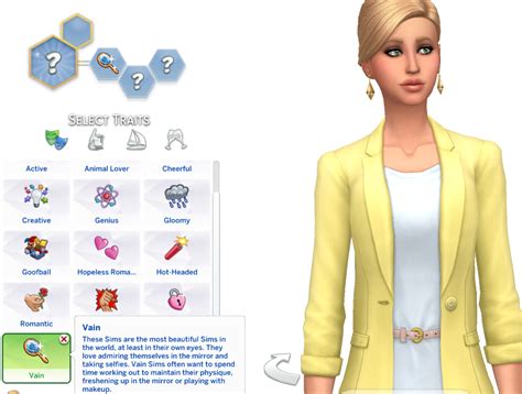 The Sims 4 Vain Custom Trait By Simmersarah Sims 4 Sims 4 Traits