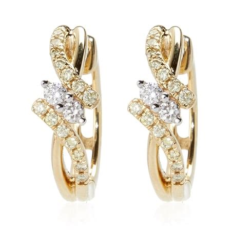 Tvsn Ct Natural Yellow White Diamond Huggie Earrings Ct Yellow