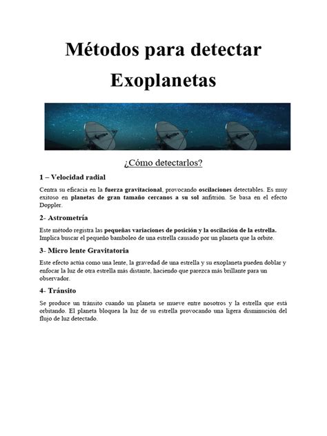 Métodos Para Detectar Exoplanetas Pdf