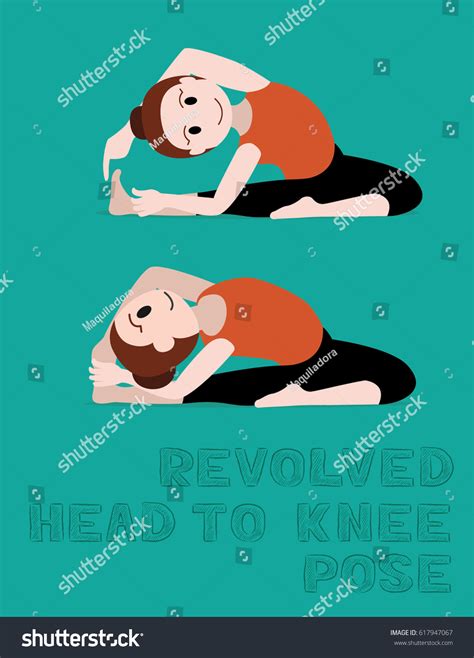 Yoga Revolved Head To Knee Pose Cartoon Vector Royalty Free Stock