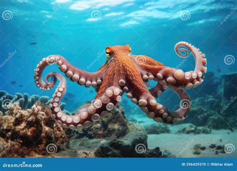 Octopus On The Coral Reef Of The Red Sea Egypt Octopus Swimming On