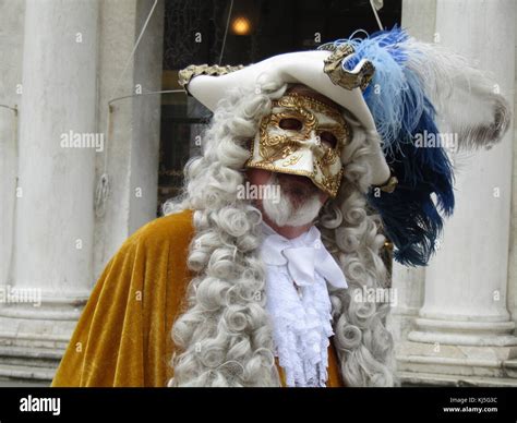 Costumed Attendee At The Venice Carnival Carnevale Di Venezia An