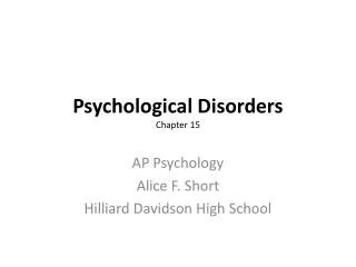 PPT Chapter 15 Psychological Disorders PowerPoint Presentation Free