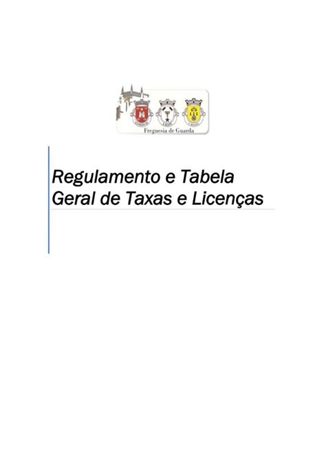 PDF Regulamento e Tabela Geral de Taxas e Licenças Regulamento e