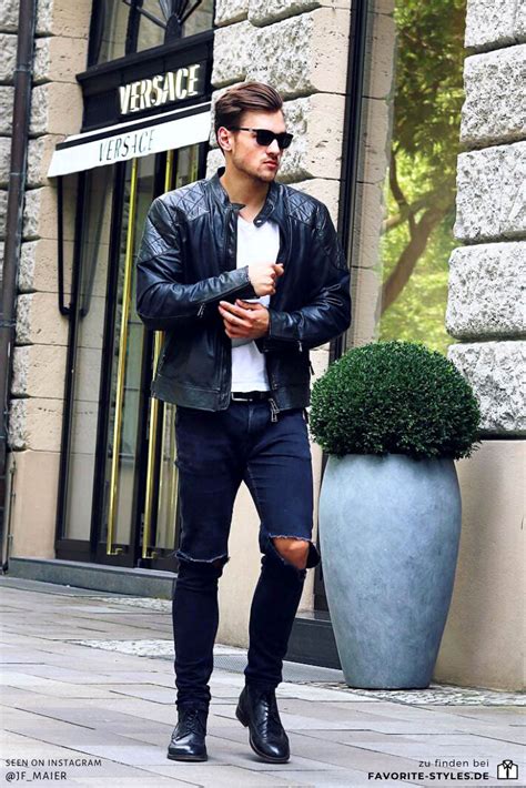 Streetstyle Outfits Für Männer Mit Lederjacke Männer Outfit Herren