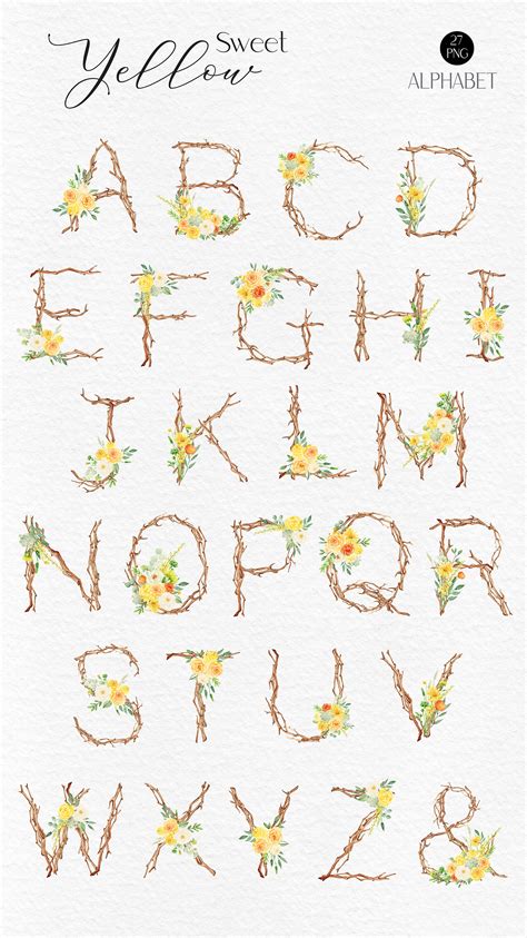 Yellow And Green Watercolor Flowers Collection Design Cuts