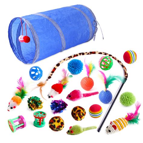 Reheyre 21Pcs Cat Toys with Tunnel Relieve Stress Interactive Toy Cat ...