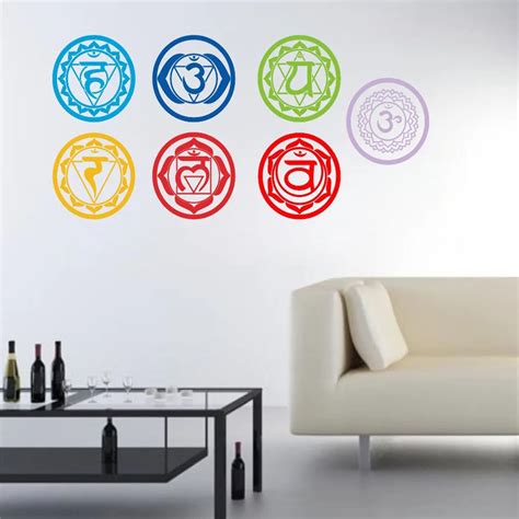 Chakras Stickers Health Aum Meditation Yoga Meditation Symbol Art Wall