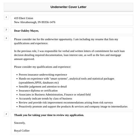 Underwriter Cover Letter Velvet Jobs