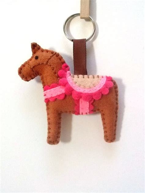 Felt Horse Keychain Plush Horse Keychain Pink Horse By Dusicrafts