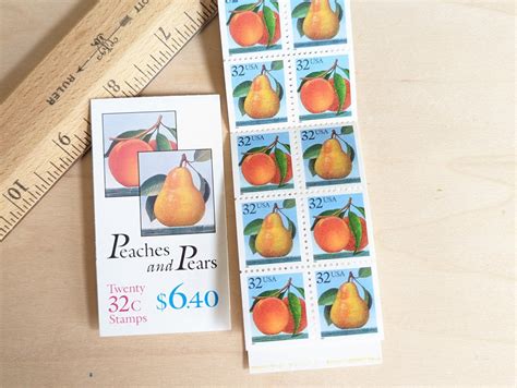 Peaches And Pears Booklet Of Twenty Cent Stamps Of Each